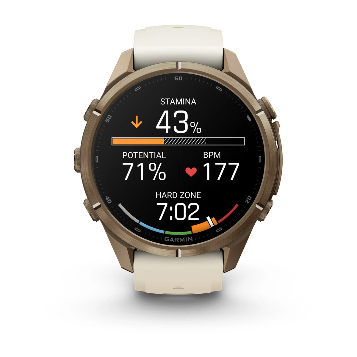 fenix 9 Pro - 43mm - Autumn Gold Titanium with Cream/French Gray Silicone Band