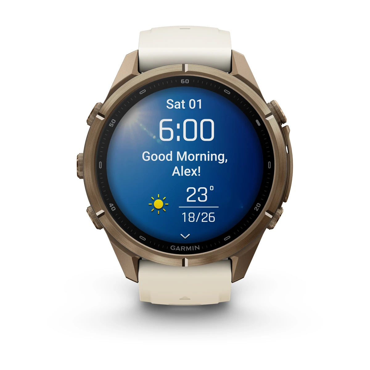 fenix 9 Pro - 43mm - Autumn Gold Titanium with Cream/French Gray Silicone Band