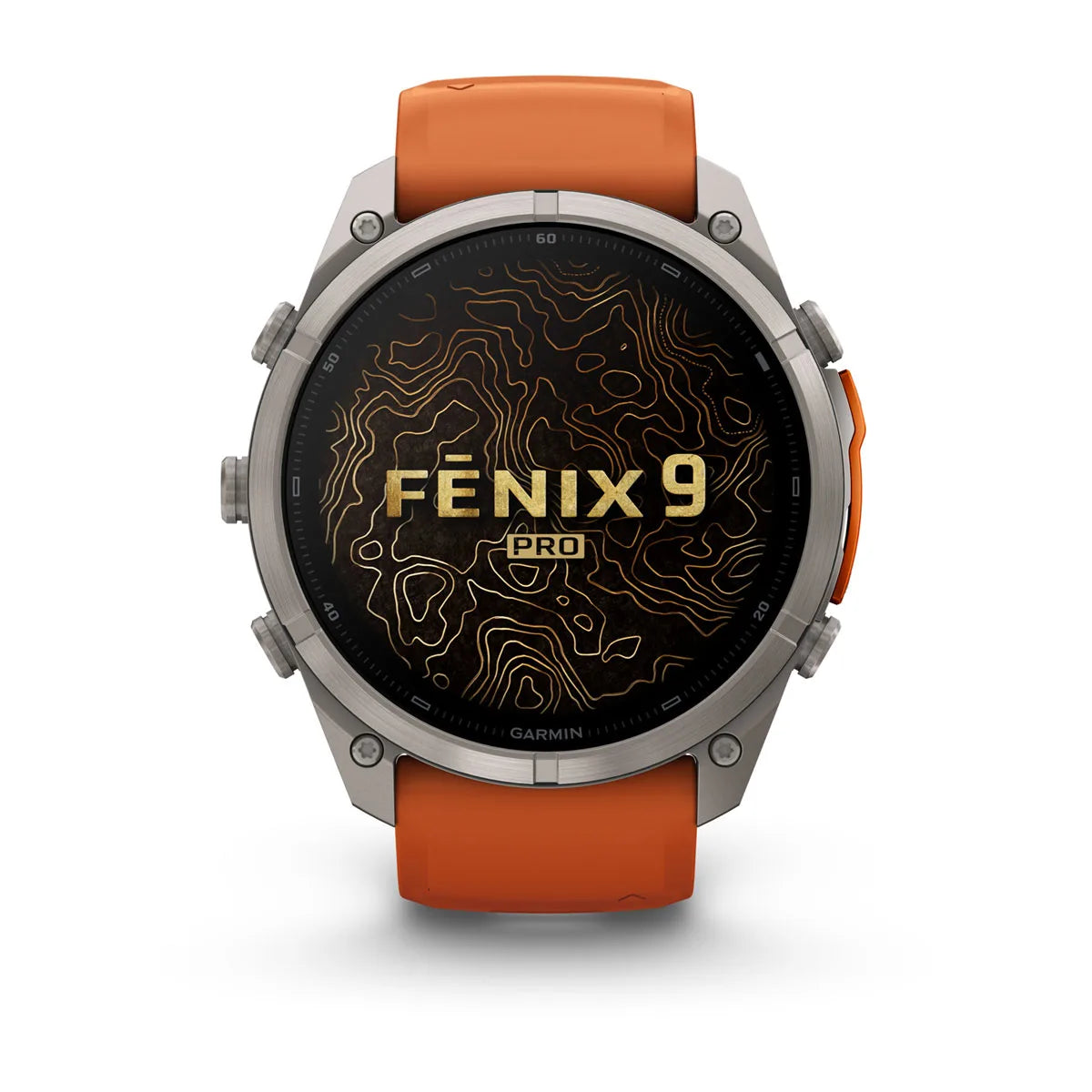 fenix 9 Pro - 51mm - Titanium with Autumn Orange/Spark Orange Silicone Band