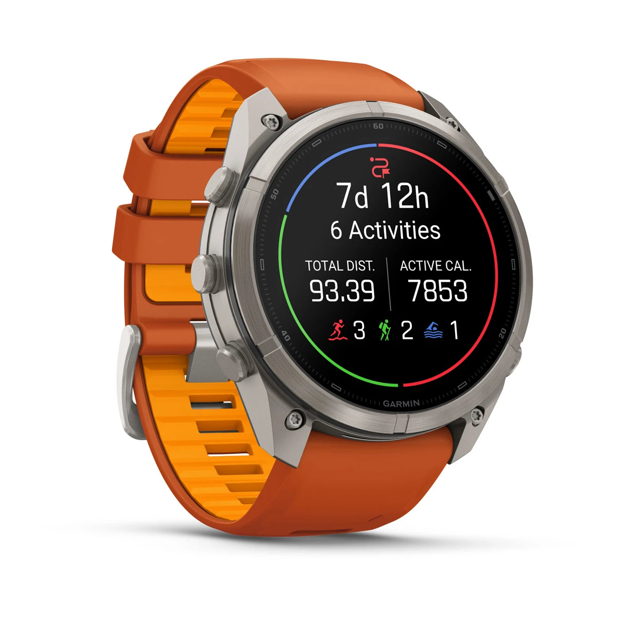 fenix 9 Pro - 51mm - Titanium with Autumn Orange/Spark Orange Silicone Band
