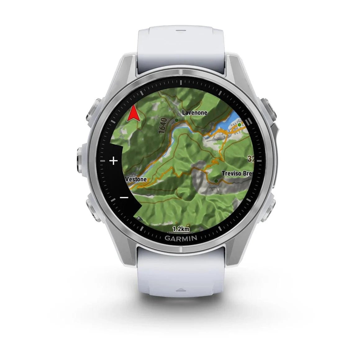 fenix 8 – 43 mm, AMOLED - Silver with Whitestone Silicone Band - Fitness New Zealand