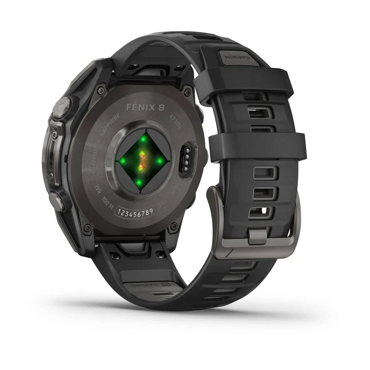 fenix 8 – 47 mm, AMOLED Sapphire, Carbon Grey DLC Titanium with Black/Pebble Grey Silicone Band - Fitness New Zealand