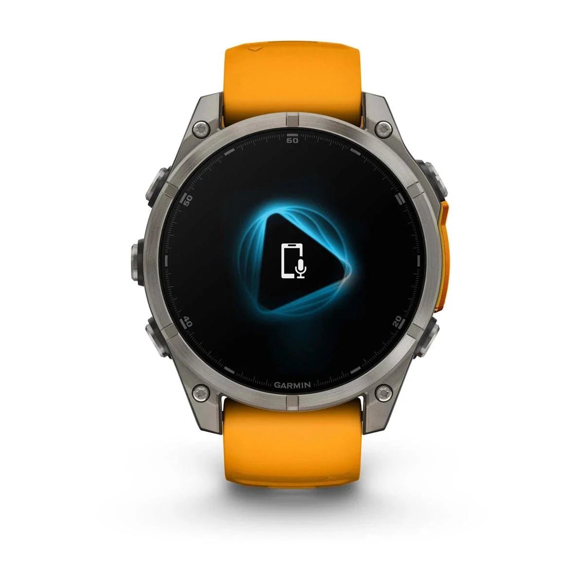fenix 8 – 47 mm, AMOLED Sapphire, Titanium with Spark Orange/Graphite Silicone Band - Fitness New Zealand