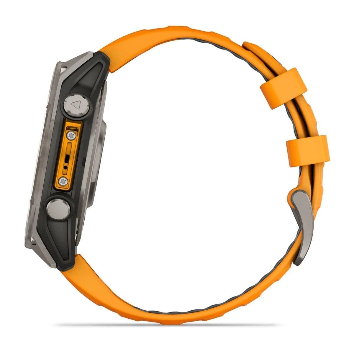 fenix 8 – 47 mm, AMOLED Sapphire, Titanium with Spark Orange/Graphite Silicone Band - Fitness New Zealand