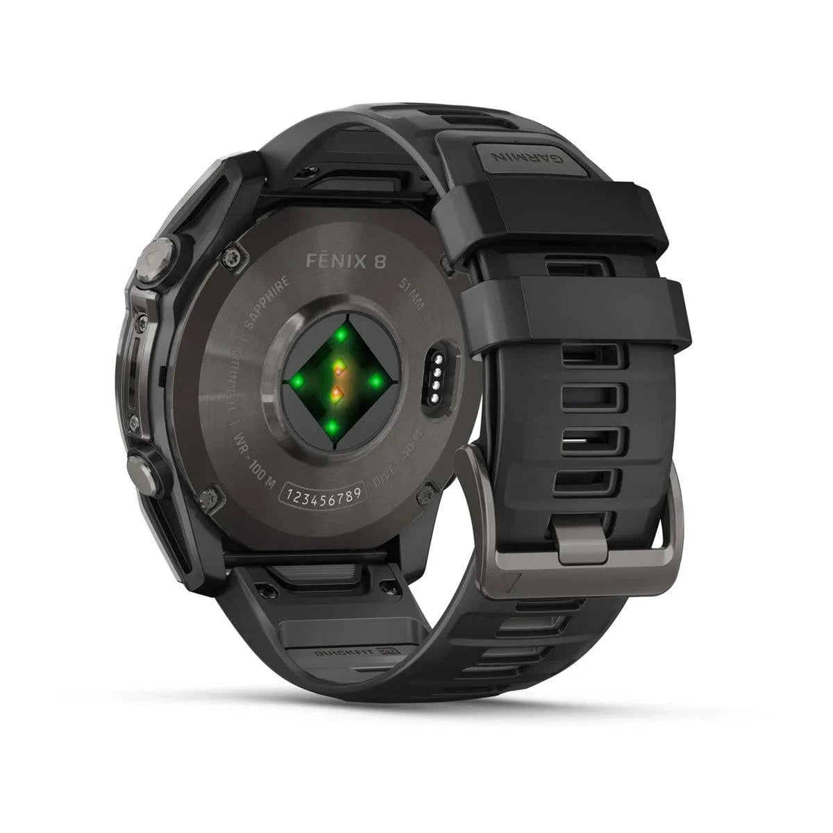 fenix 8 – 51 mm, AMOLED Sapphire, Carbon Grey DLC with Black/Pebble Grey Silicone Band - Fitness New Zealand