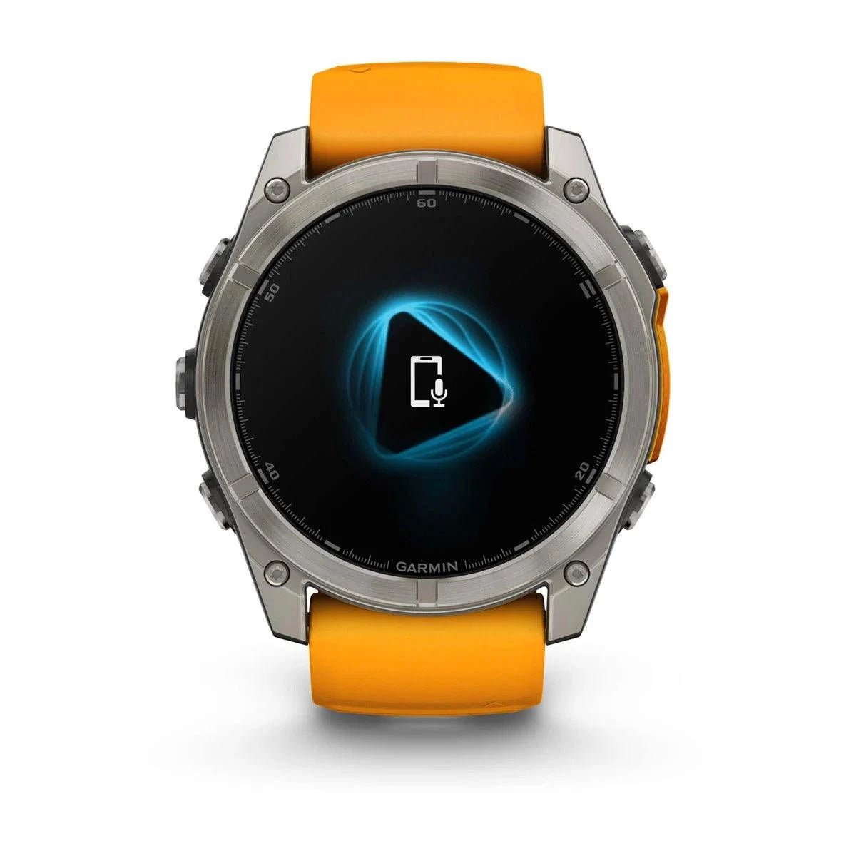 fenix 8 – 51 mm, AMOLED Sapphire, Titanium with Spark Orange/Graphite Silicone Band - Fitness New Zealand