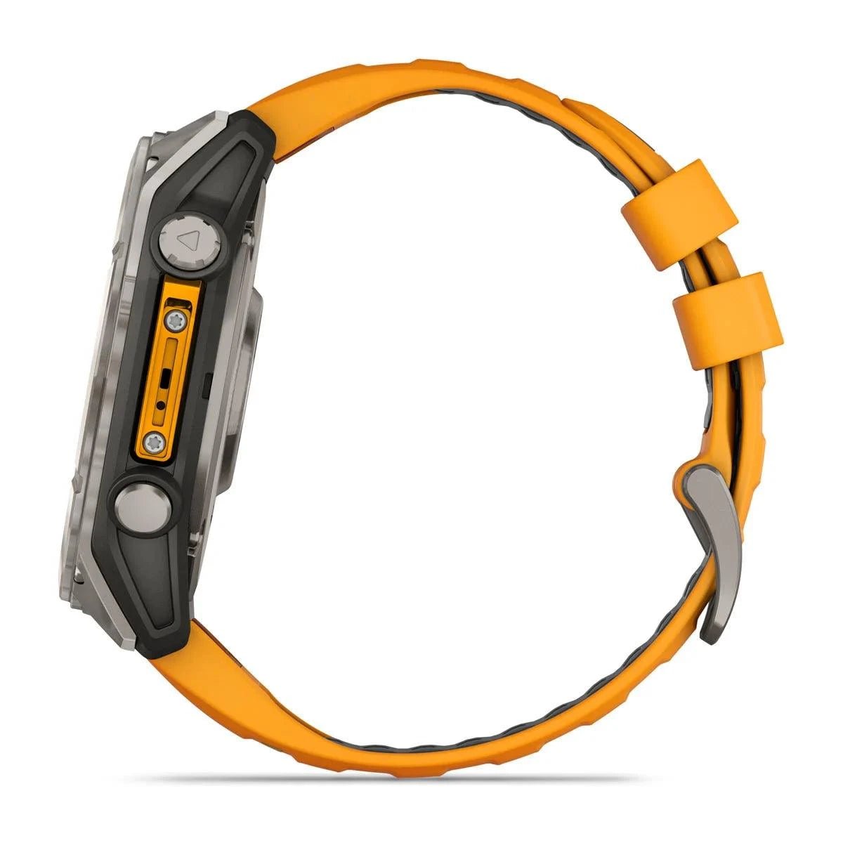 fenix 8 – 51 mm, AMOLED Sapphire, Titanium with Spark Orange/Graphite Silicone Band - Fitness New Zealand