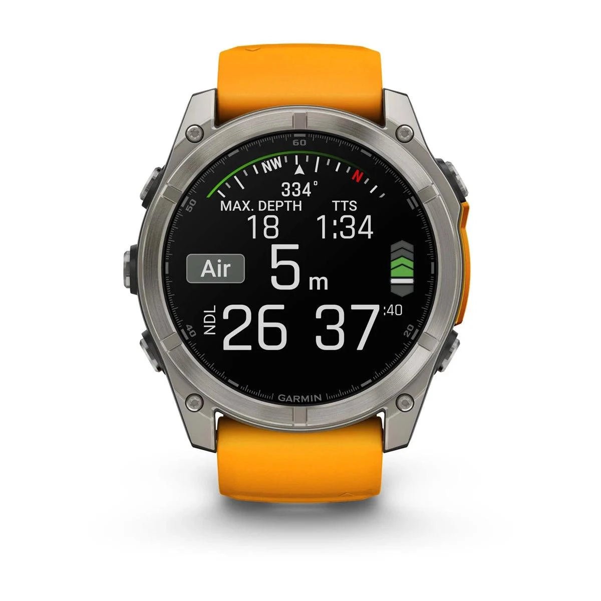 fenix 8 – 51 mm, AMOLED Sapphire, Titanium with Spark Orange/Graphite Silicone Band - Fitness New Zealand