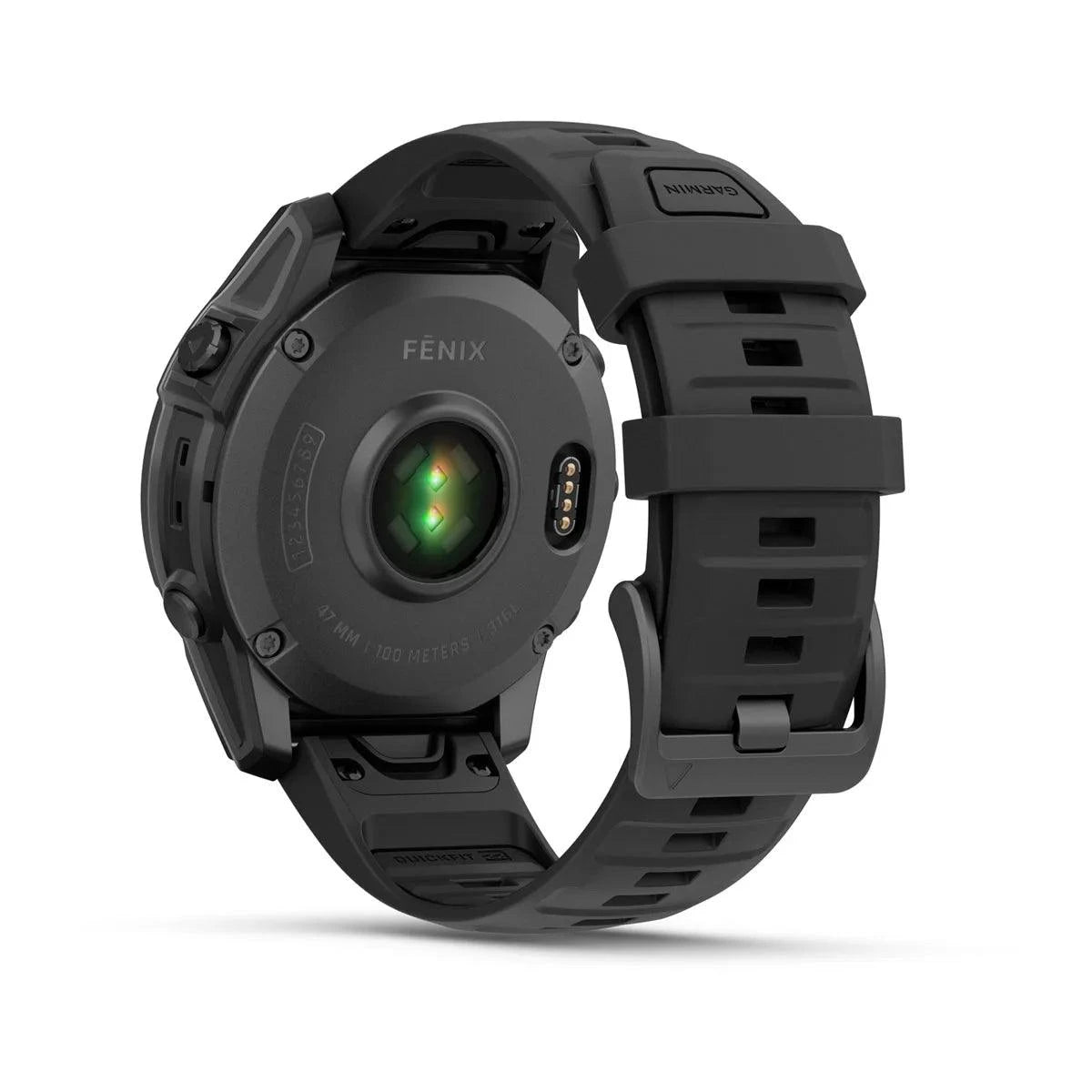 fenix E – 47 mm, AMOLED Slate Grey Steel with Black Silicone Band - Fitness New Zealand