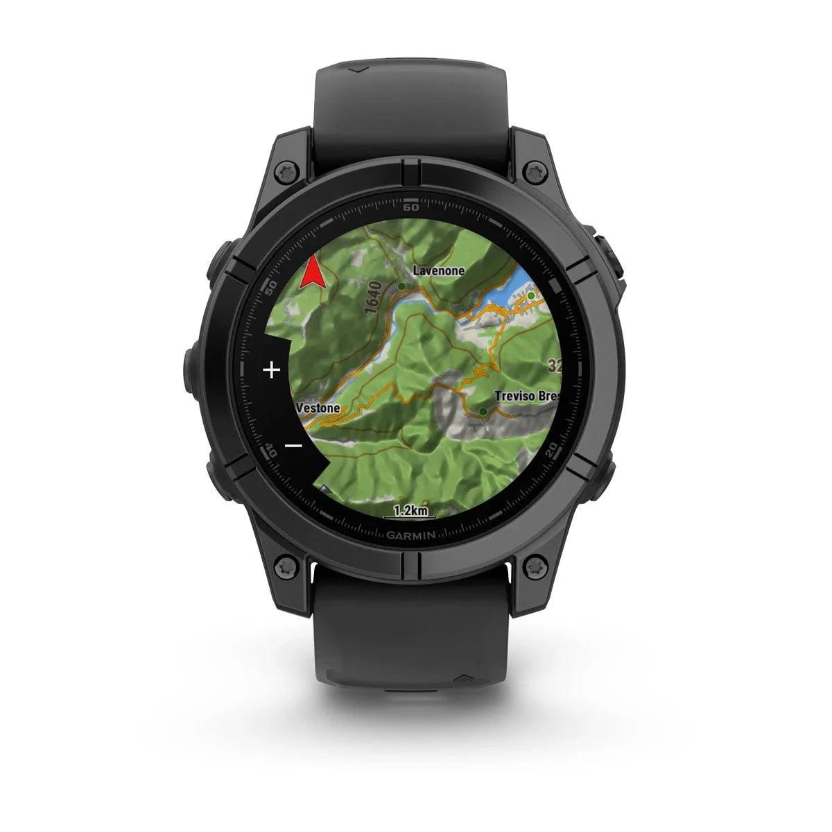 fenix E – 47 mm, AMOLED Slate Grey Steel with Black Silicone Band - Fitness New Zealand