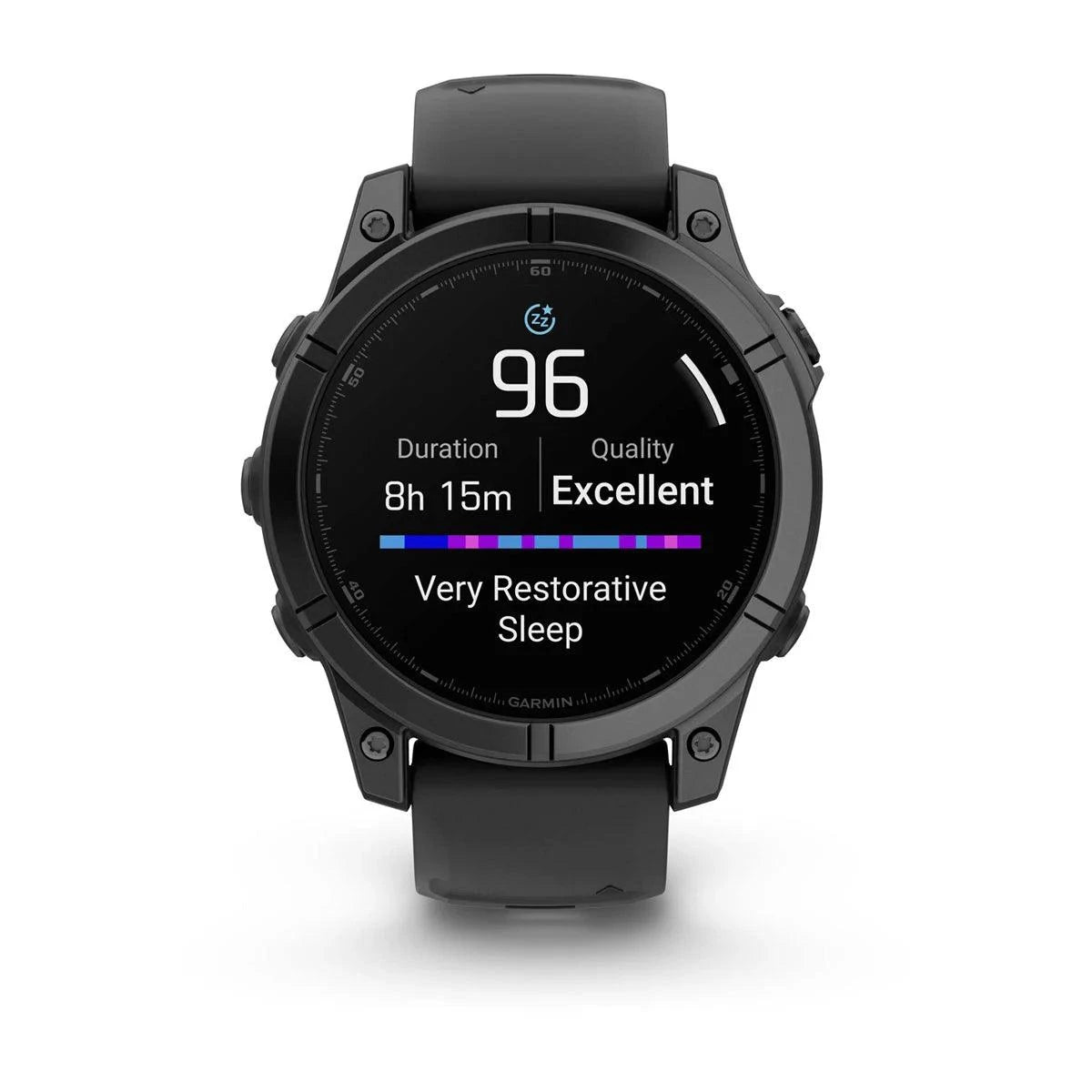 fenix E – 47 mm, AMOLED Slate Grey Steel with Black Silicone Band - Fitness New Zealand