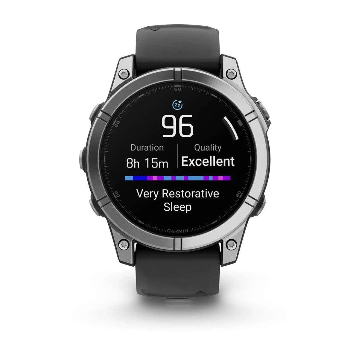 fenix E – 47 mm, AMOLED Stainless Steel with Black Silicone Band - Fitness New Zealand