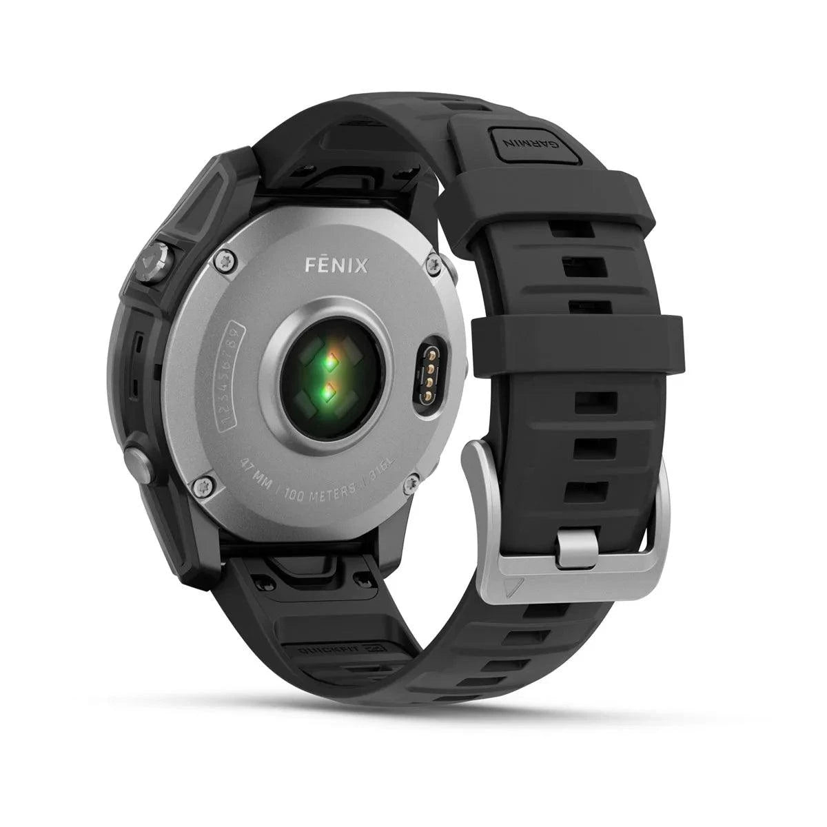 fenix E – 47 mm, AMOLED Stainless Steel with Black Silicone Band - Fitness New Zealand
