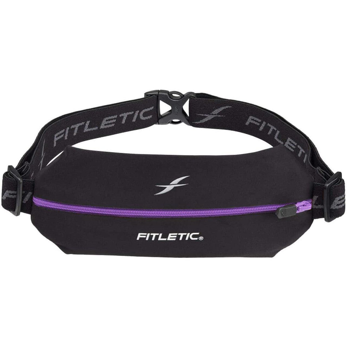 Fitletic Mini Sport Belt Runners Pouch – Black/Purple Zip - Fitness New Zealand
