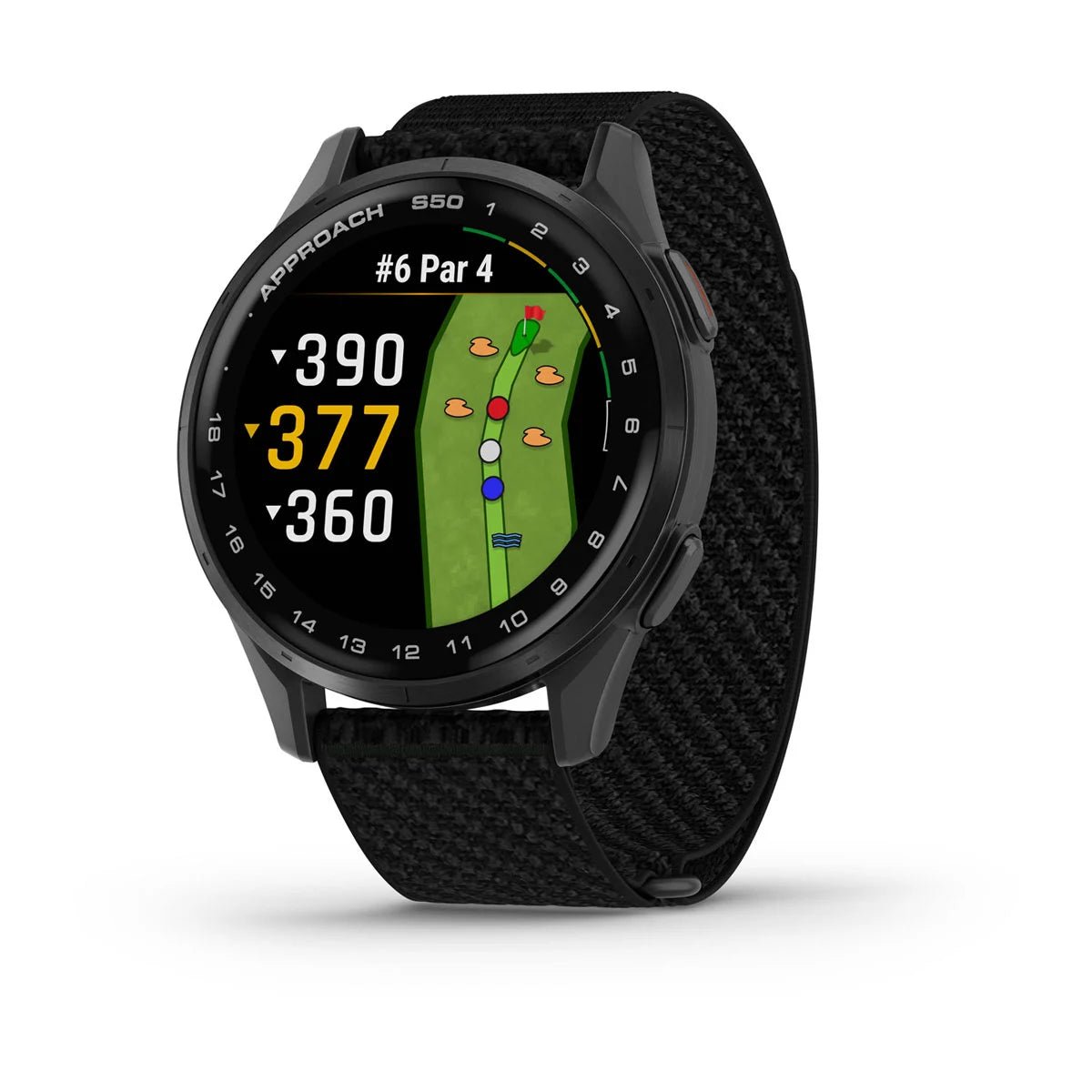 Garmin Approach S50 - Slate Aluminium Bezel with Black ComfortFit Nylon Band - Fitness New Zealand