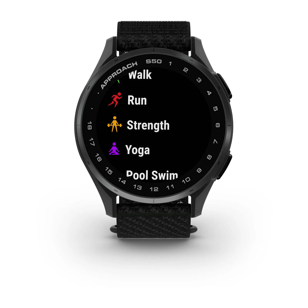 Garmin Approach S50 - Slate Aluminium Bezel with Black ComfortFit Nylon Band - Fitness New Zealand