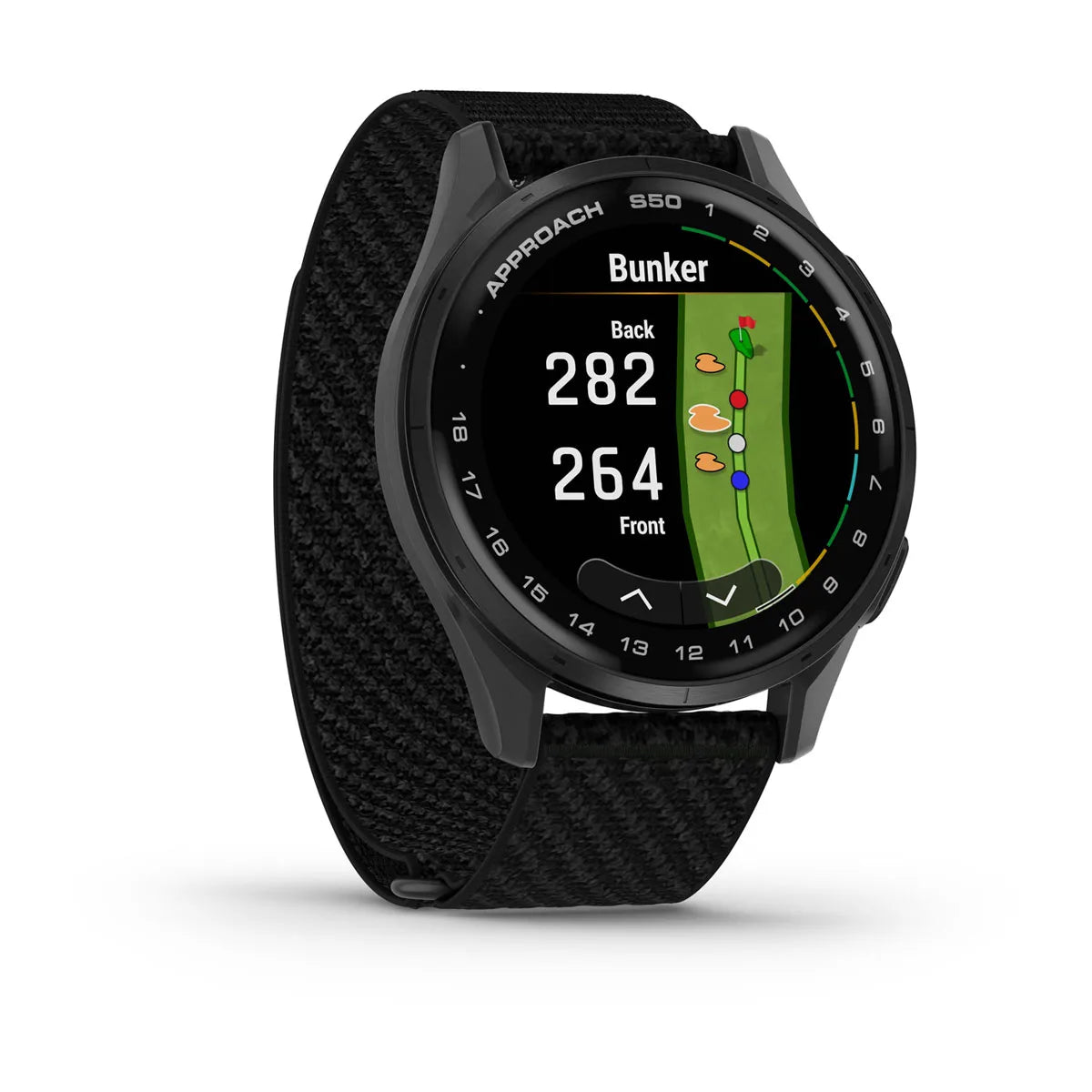 Garmin Approach S50 - Slate Aluminium Bezel with Black ComfortFit Nylon Band - Fitness New Zealand