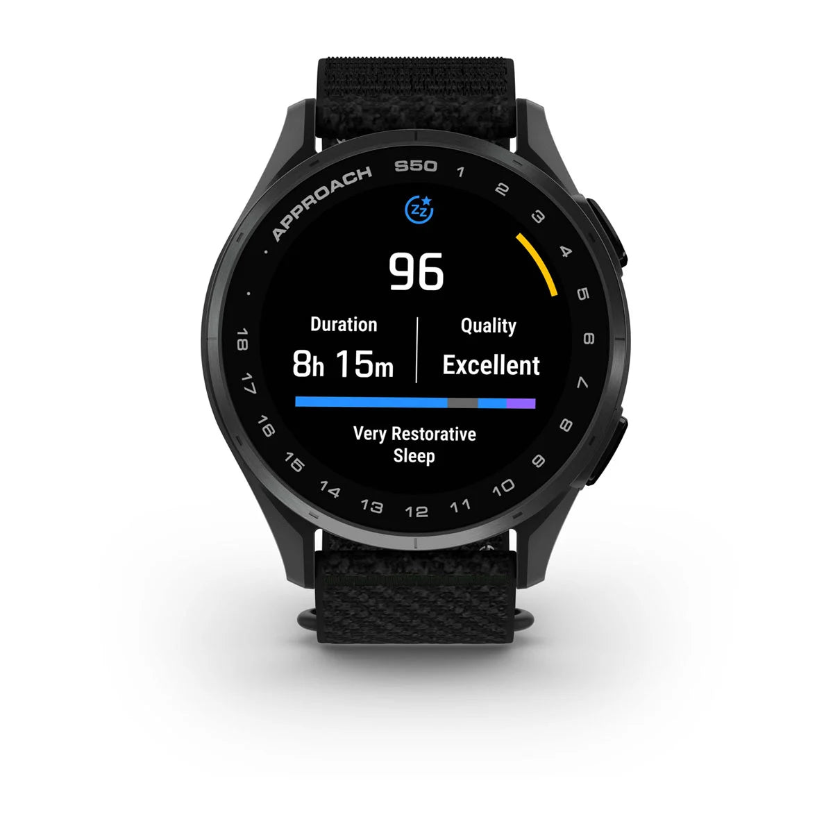 Garmin Approach S50 - Slate Aluminium Bezel with Black ComfortFit Nylon Band - Fitness New Zealand