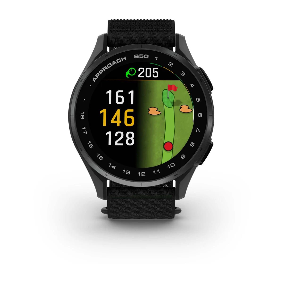 Garmin Approach S50 - Slate Aluminium Bezel with Black ComfortFit Nylon Band - Fitness New Zealand