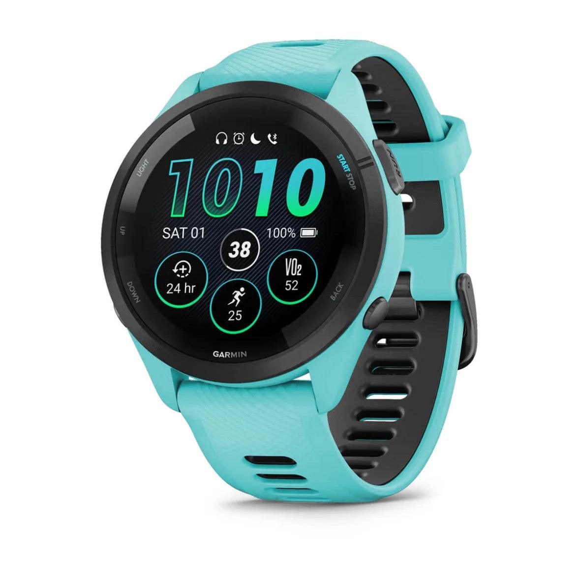 Garmin Forerunner 265 Multisport GPS Smartwatch – Black Bezel with Aqua Case - Fitness New Zealand