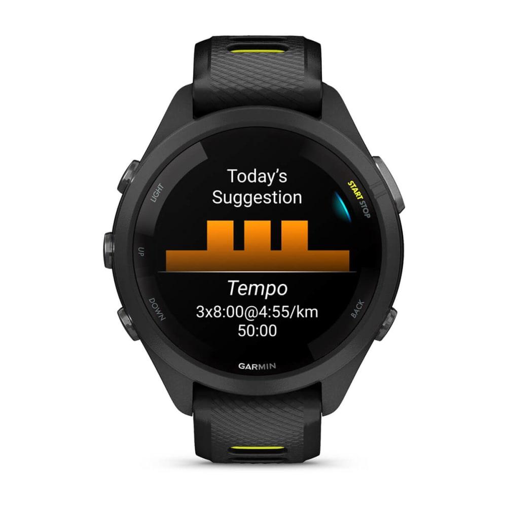 Garmin Forerunner 265S Multisport GPS Smartwatch – Black Bezel and Case with Black/Amp Yellow Silicone Band - Fitness New Zealand
