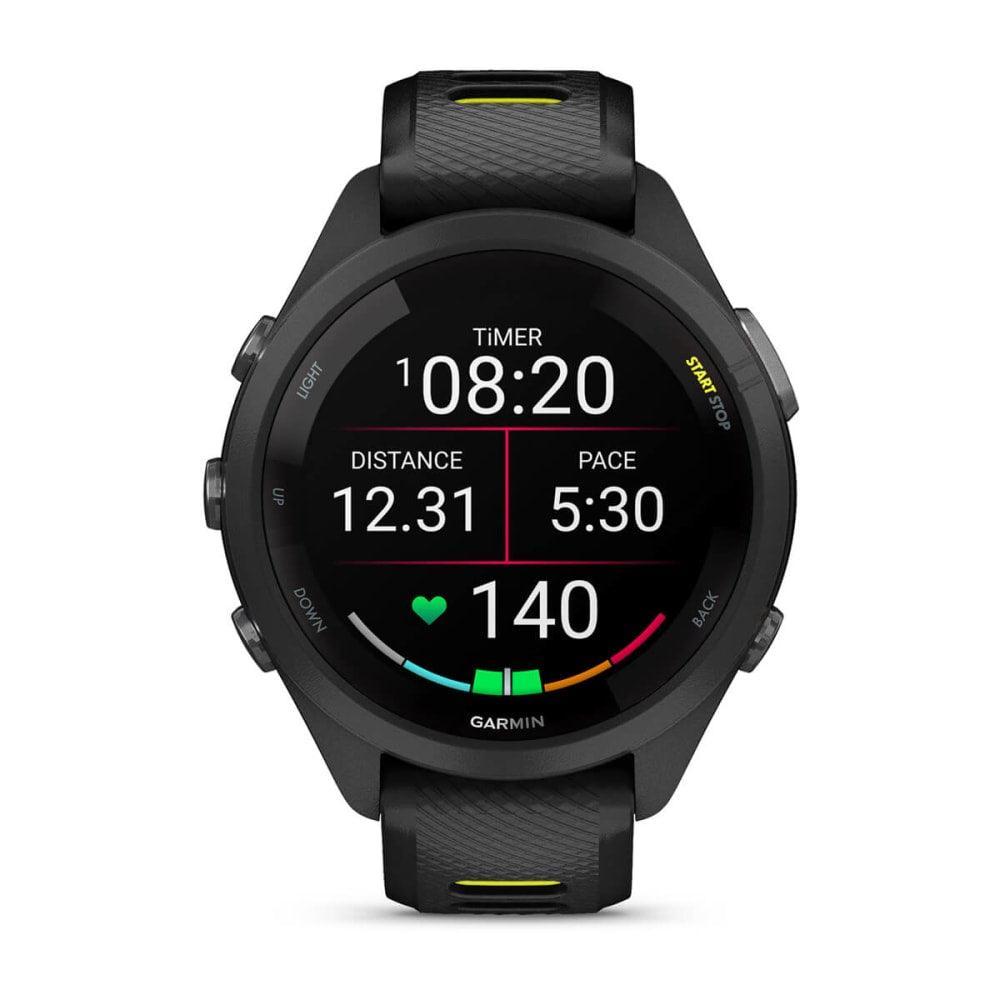 Garmin Forerunner 265S Multisport GPS Smartwatch – Black Bezel and Case with Black/Amp Yellow Silicone Band - Fitness New Zealand