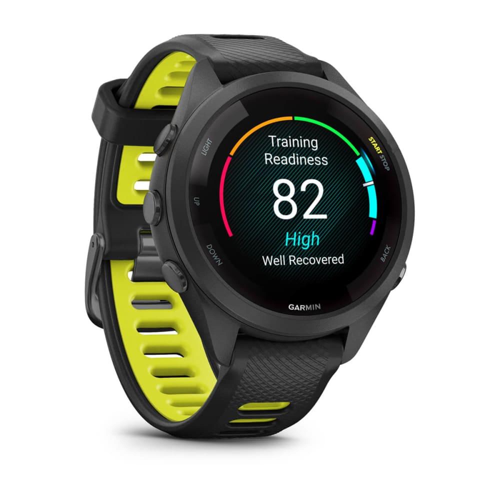 Garmin Forerunner 265S Multisport GPS Smartwatch – Black Bezel and Case with Black/Amp Yellow Silicone Band - Fitness New Zealand