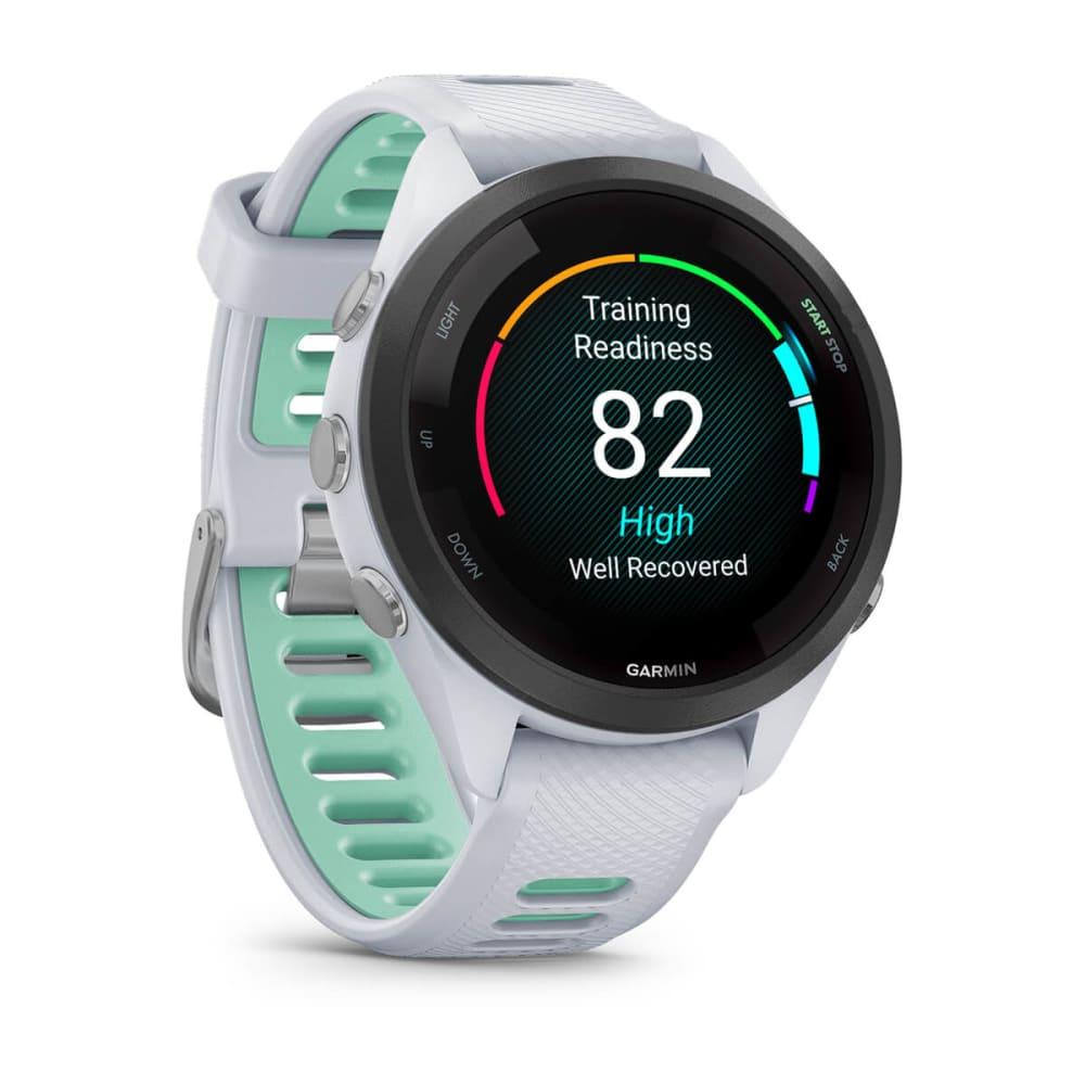 Garmin Forerunner 265S Multisport GPS Smartwatch – Black Bezel with Whitestone/Neo Tropic Silicone Band - Fitness New Zealand
