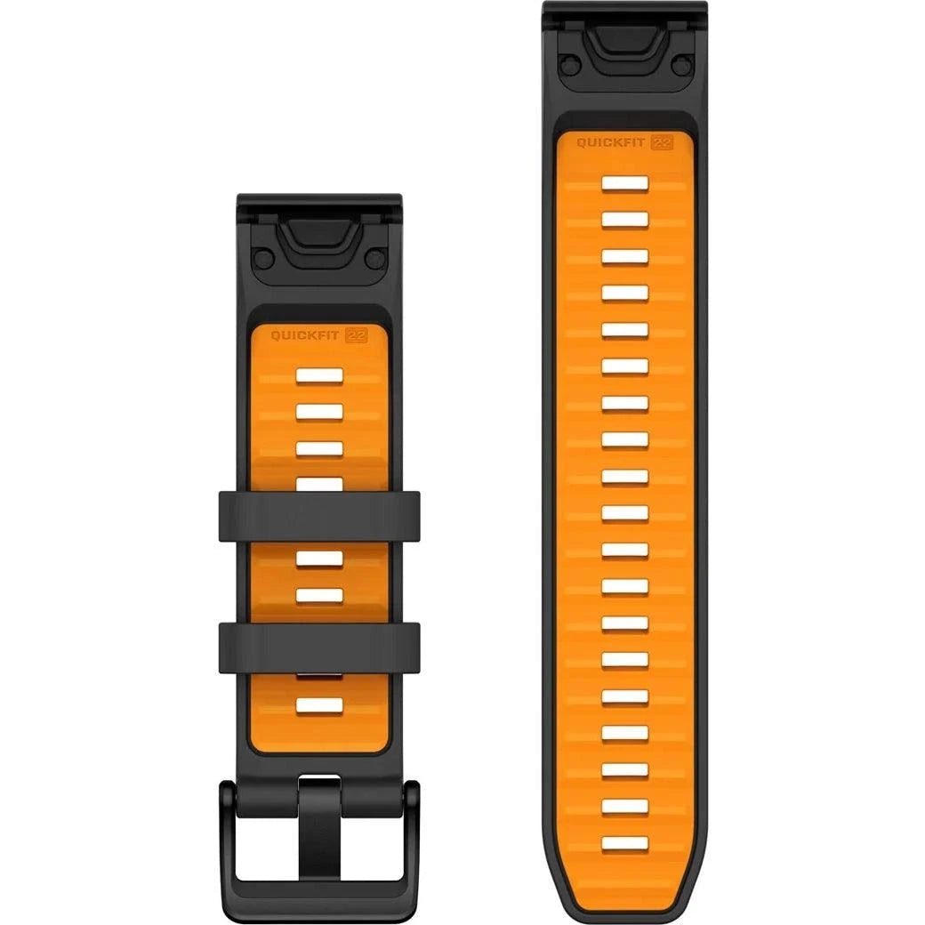 Garmin QuickFit 22 Watch Band – Graphite/Spark Orange Silicone - Fitness New Zealand