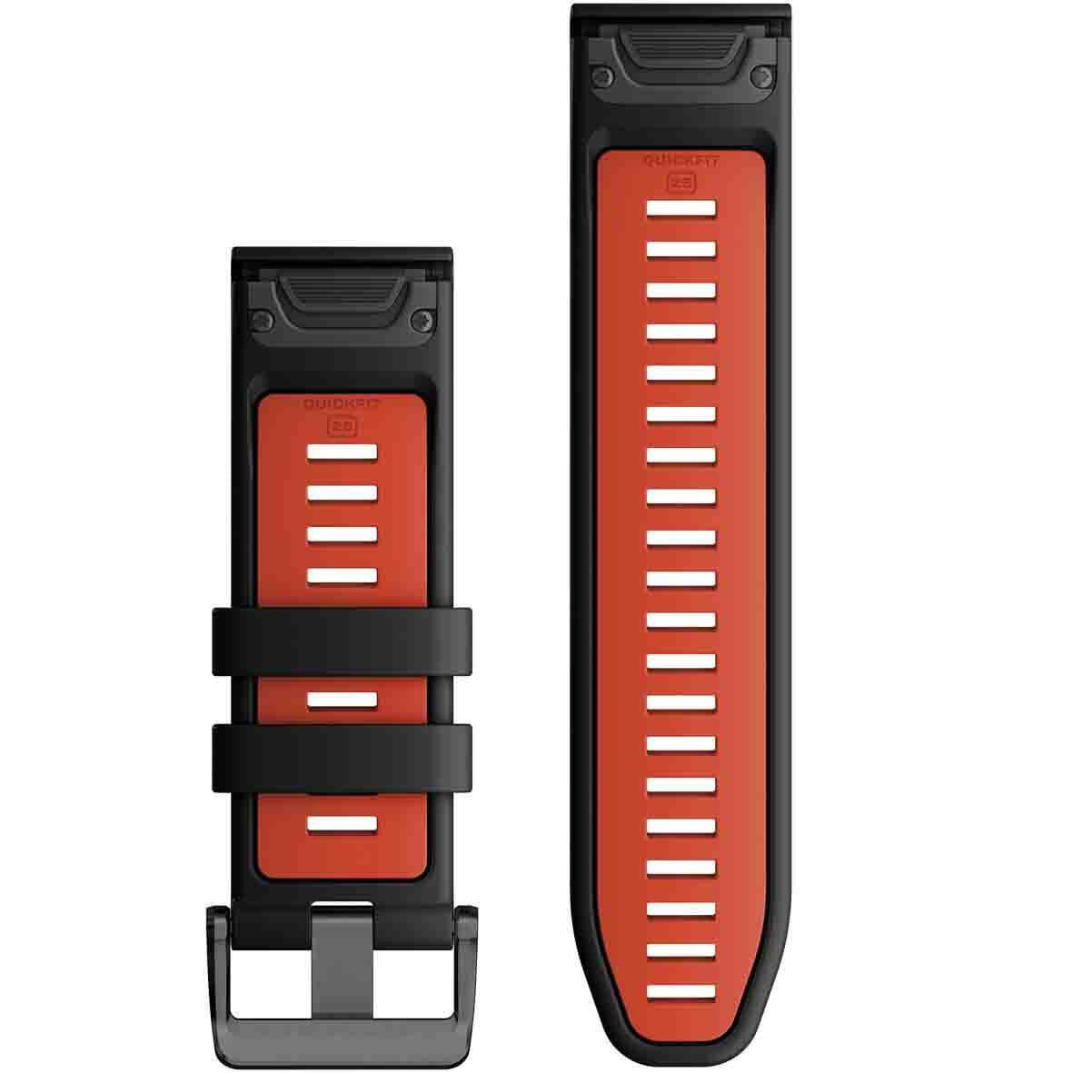 Garmin QuickFit 26 Watch Band – Black/Flame Red Silicone - Fitness New Zealand