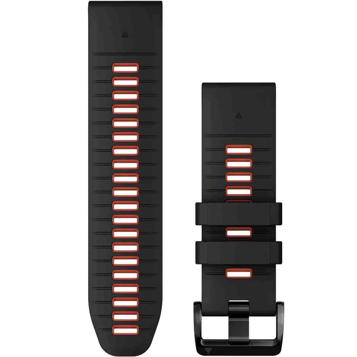 Garmin QuickFit 26 Watch Band – Black/Flame Red Silicone - Fitness New Zealand