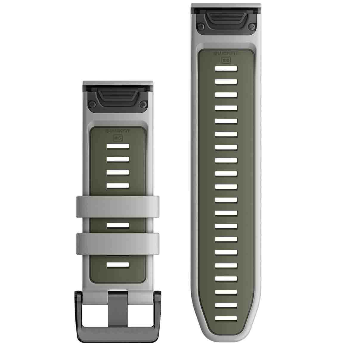 Garmin QuickFit 26 Watch Band – Fog Grey/Moss Silicone - Fitness New Zealand