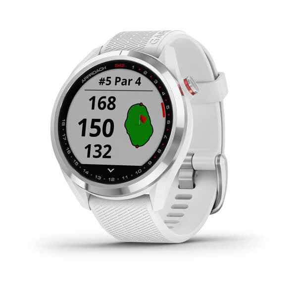Garmin Approach S42 Golf Watch – Polished Silver with White Band