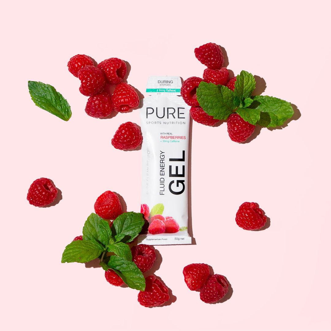 PURE Fluid Energy Gel - Raspberry + Caffeine 50G - Fitness New Zealand