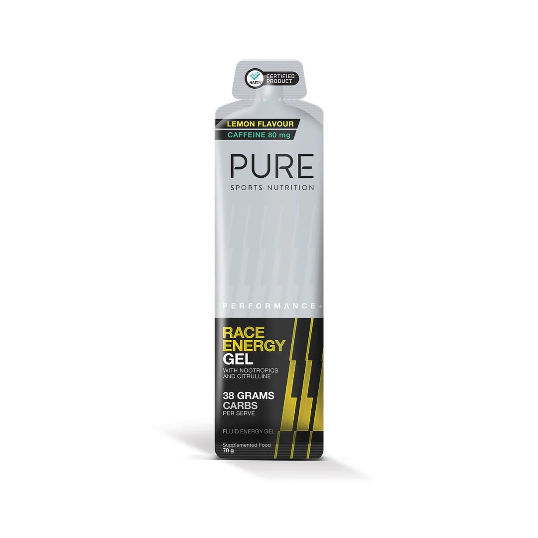 PURE Performance + Race Energy Gel - Lemon + Caffeine - Fitness New Zealand