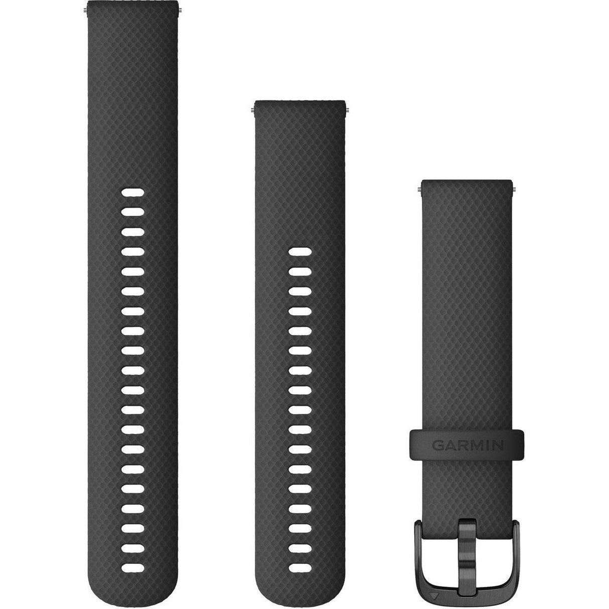 Quick Release Band 20mm – Black Silicone with Slate Hardware - Fitness New Zealand