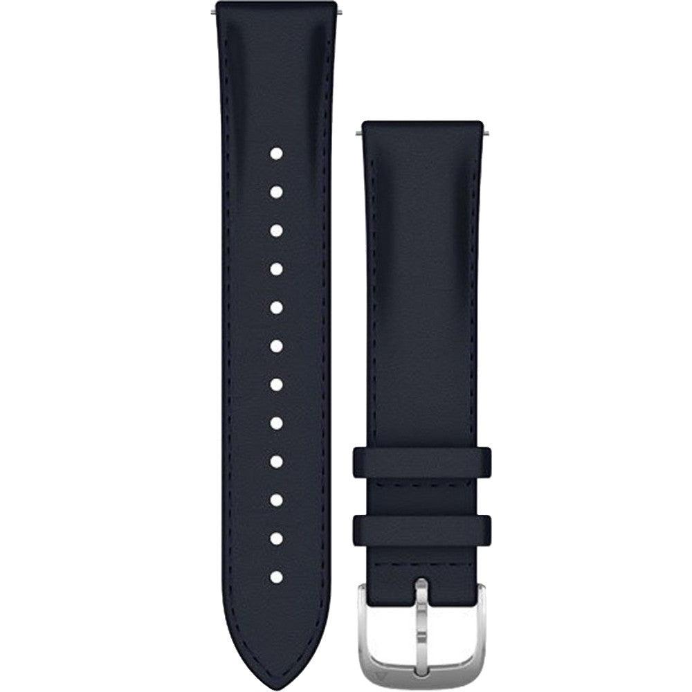 Quick Release Band 20mm – Navy Italian Leather with Silver Hardware - Fitness New Zealand