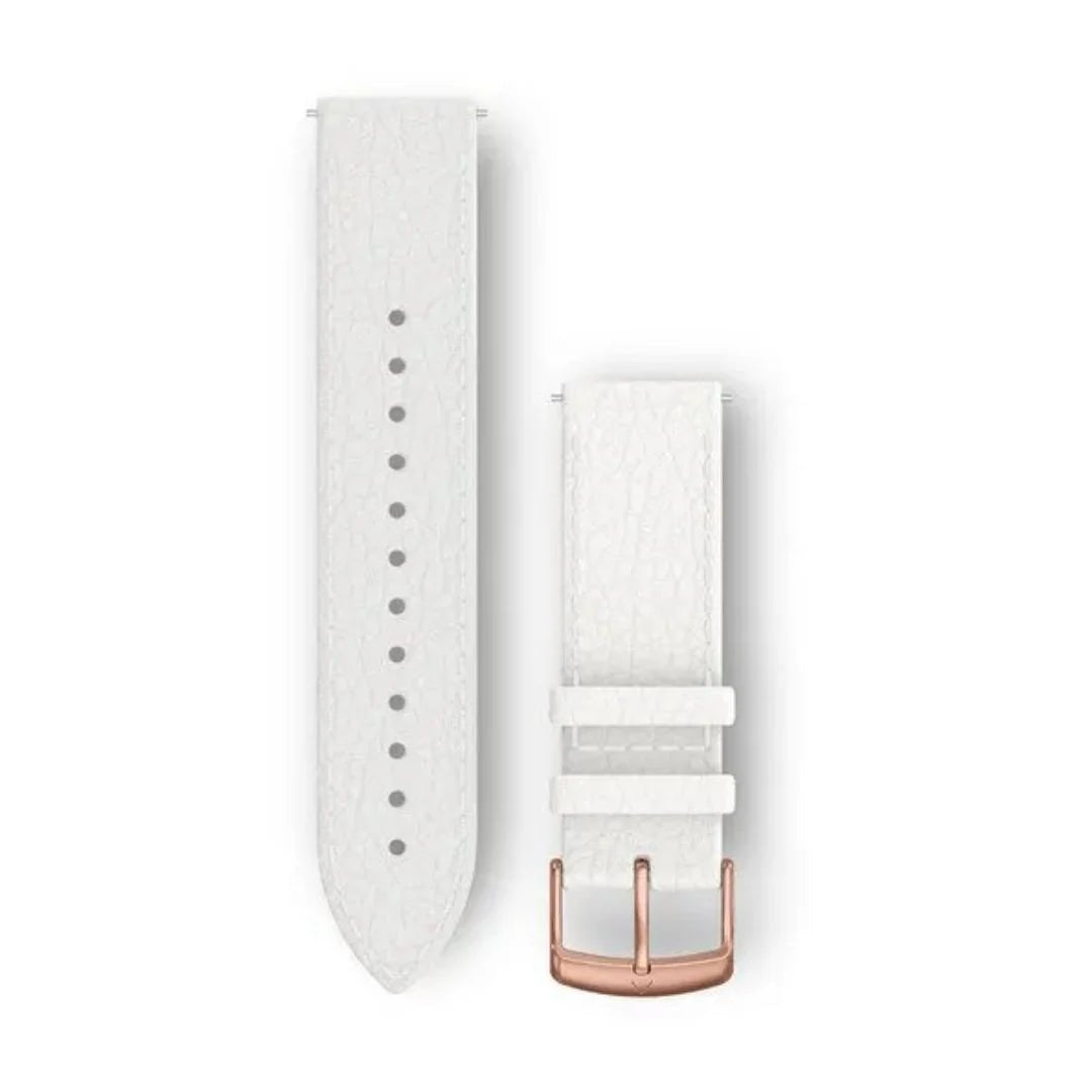 Quick Release Band 20mm – White Italian leather with 18K Rose Gold PVD hardware - Fitness New Zealand