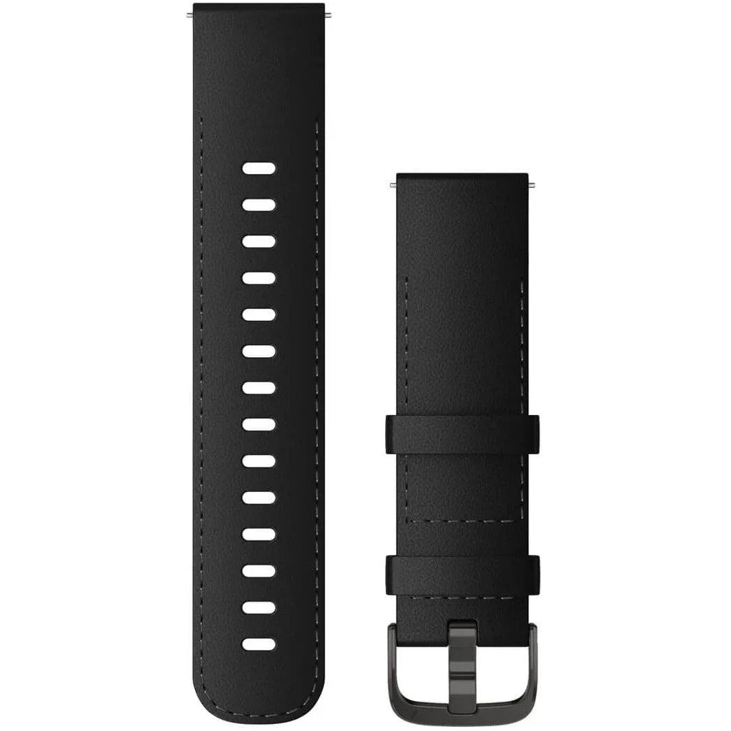 Quick Release Band (22 mm), Black Leather with Brushed Slate Hardware - Fitness New Zealand