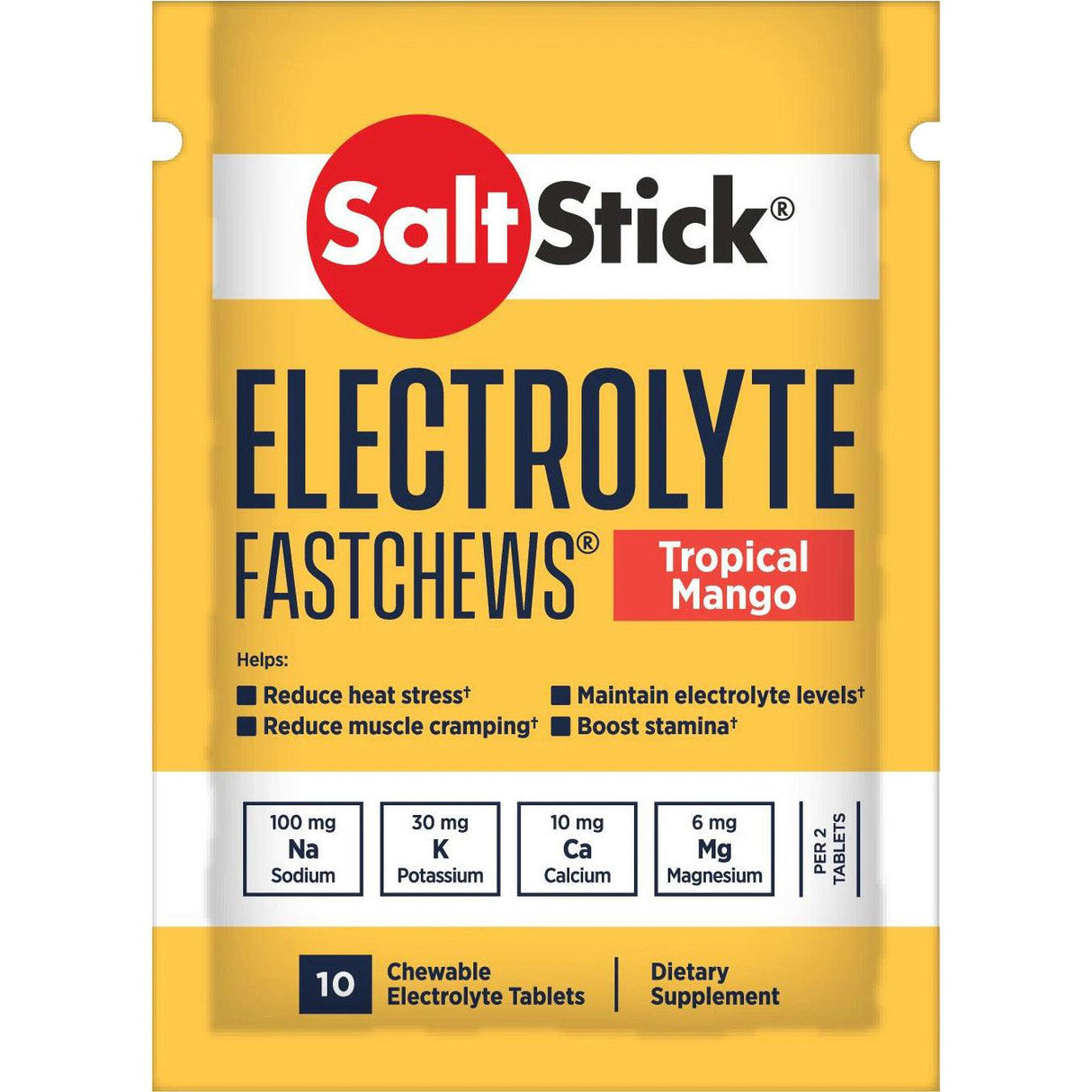 SaltStick FastChews - Pack of 10 Chewable Electrolytes - Tropical Mango - Fitness New Zealand