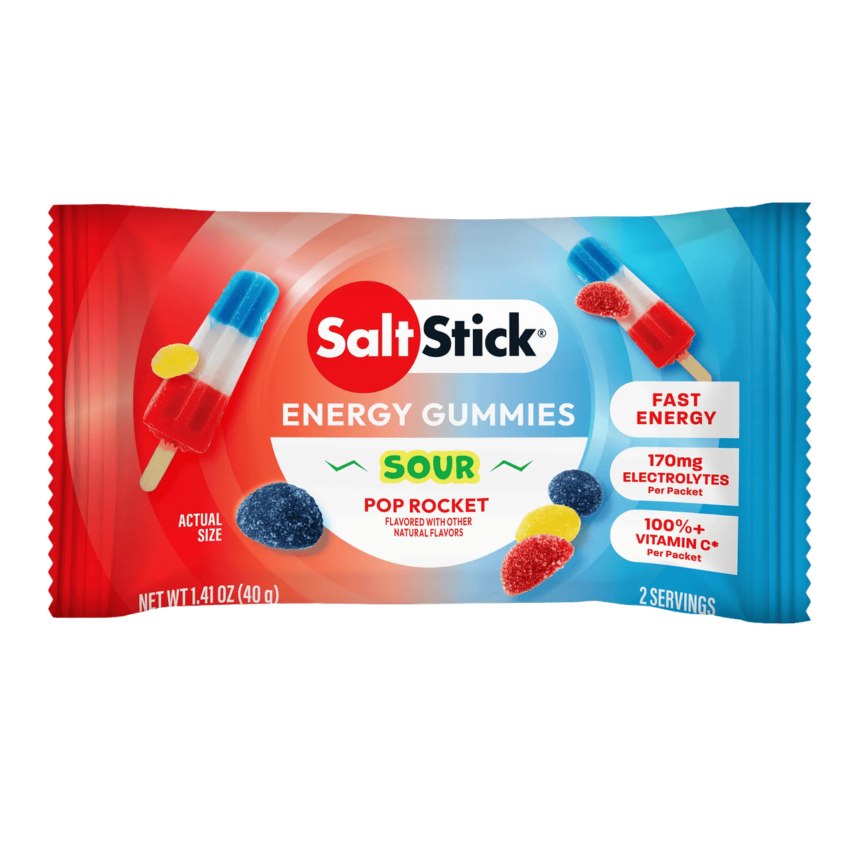 Saltstick Sour Pop Rocket Energy Gummies - 40g - Fitness New Zealand