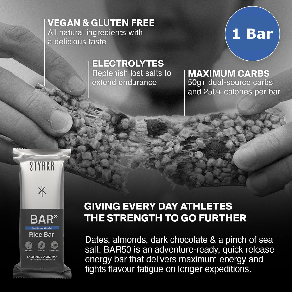 Styrkr BAR50 Date, Almond & Sea Salt Energy Bar - Fitness New Zealand