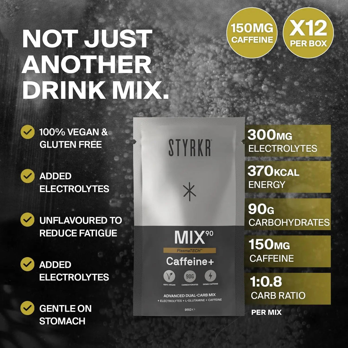 Styrkr Mix90 Caffeine Dual - Carb Energy Drink Mix - 12 of Box - Fitness New Zealand