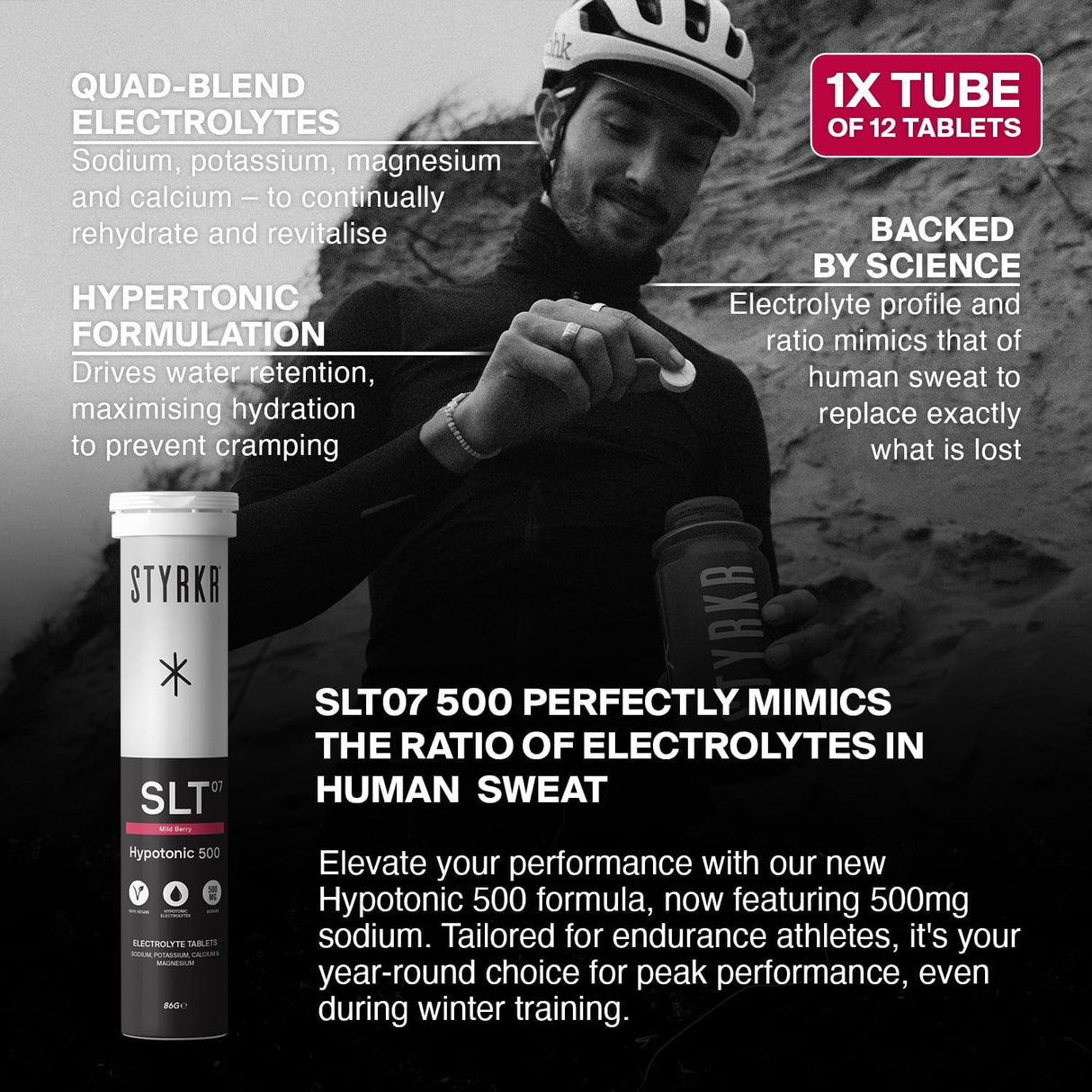 Styrkr SLT07 Hydration Tablets Mild Berry - 500MG - Fitness New Zealand