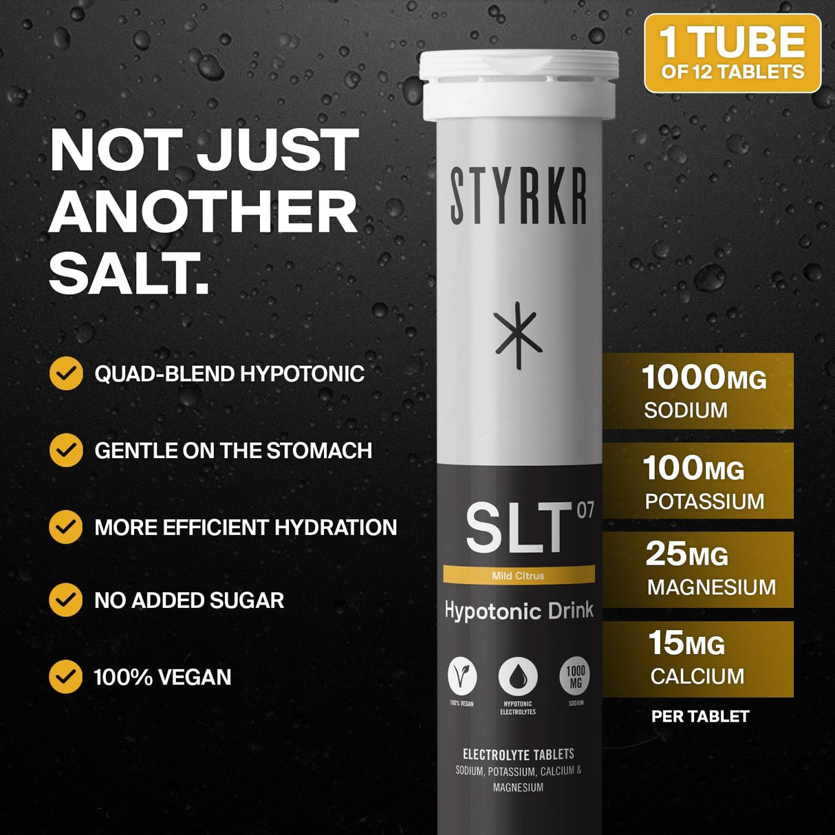 Styrkr SLT07 Hydration Tablets Mild Citrus - 1000MG - Fitness New Zealand