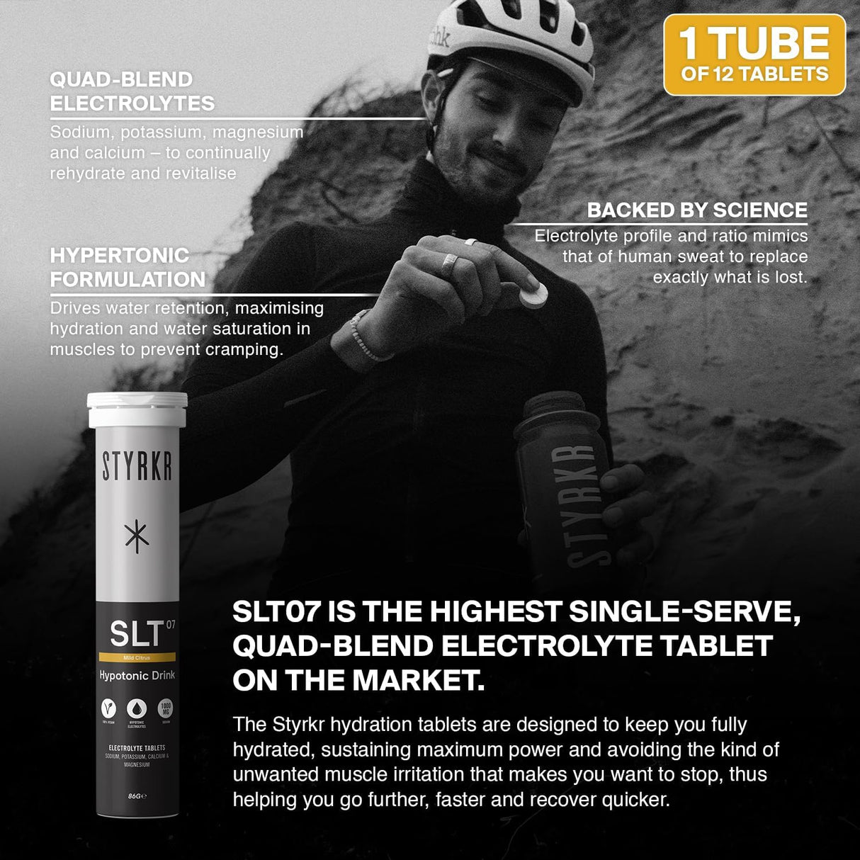 Styrkr SLT07 Hydration Tablets Mild Citrus - 1000MG - Fitness New Zealand