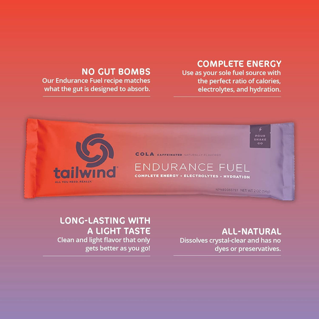 Tailwind Nutrition - Cola - Caffeinated Stick Pack - Fitness New Zealand