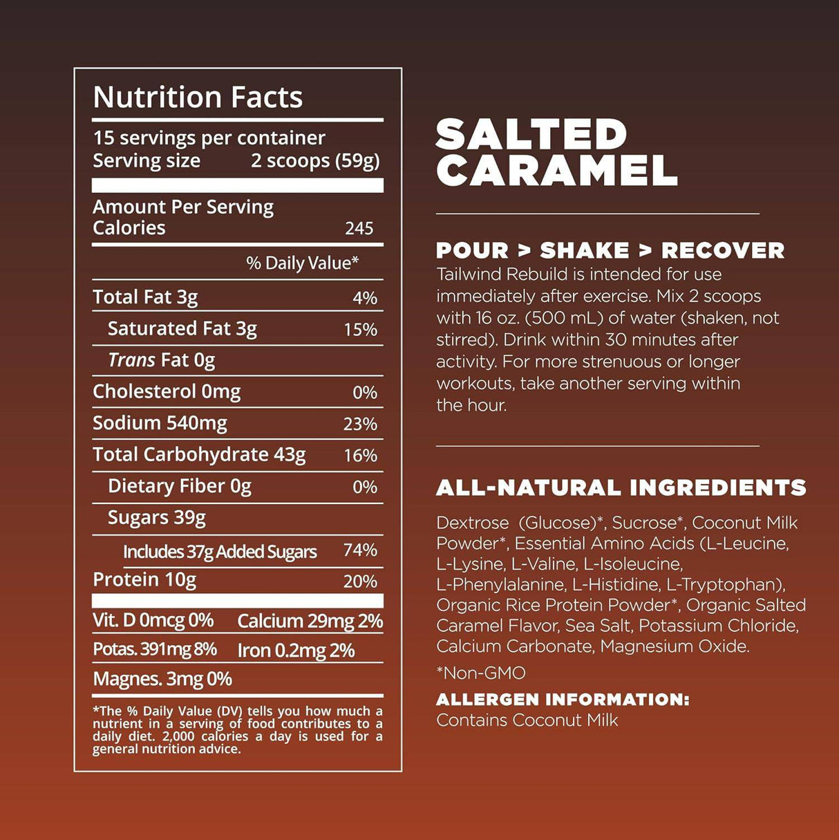 Tailwind Nutrition REBUILD Recovery Drink - Salted Caramel - Fitness New Zealand