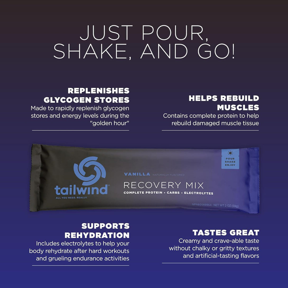 Tailwind Nutrition REBUILD Recovery Drink - Vanilla Stick Pack - Fitness New Zealand