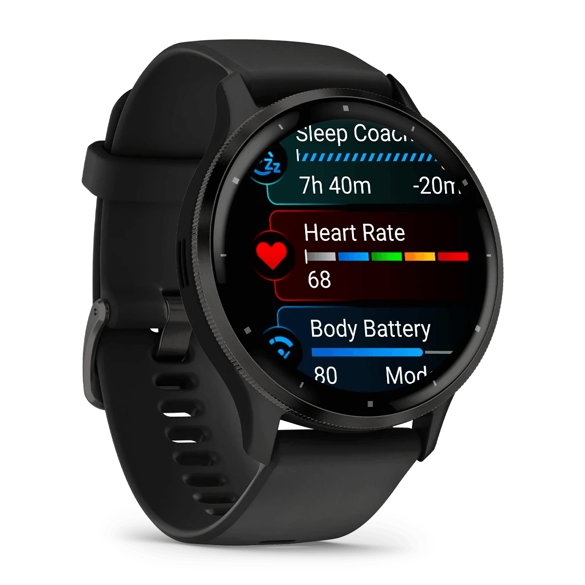 Venu 3 Slate stainless steel bezel with black case and silicone band - Fitness New Zealand